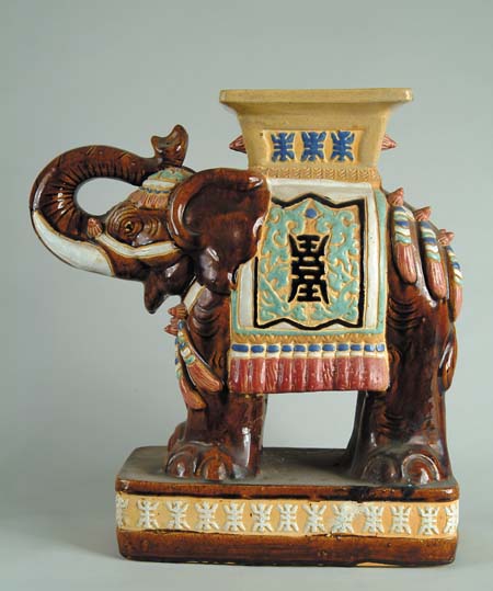 Appraisal: ORIENTAL ELEPHANT GARDEN SEAT Large brown elephant on rectangular pedestal