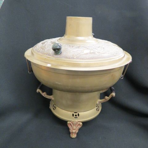 Appraisal: Korean Brass Rice Cooker with stand hunter design