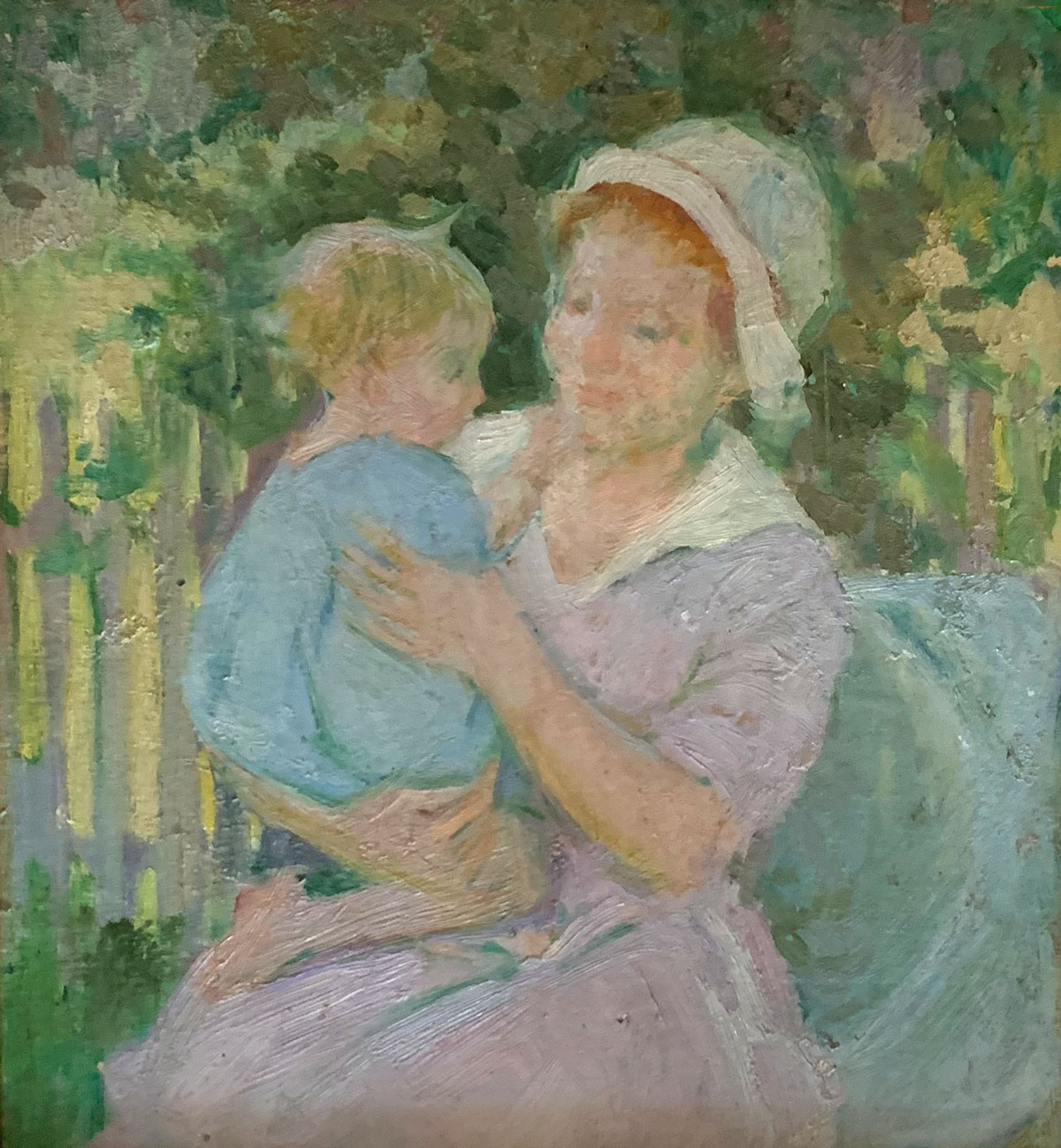 Appraisal: EXCEPTIONAL IMPRESSIONIST PAINTING OF A YOUNG MOTHER AND CHILD Oil