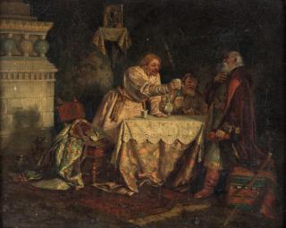 Appraisal: FEDOR FEDOROVICH BUCHHOLZ RUSSIAN - Boyars Drinking oil on canvas