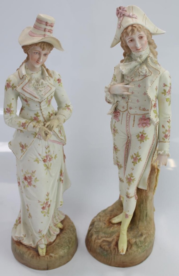 Appraisal: A pair of thC German bisque porcelain figures of a