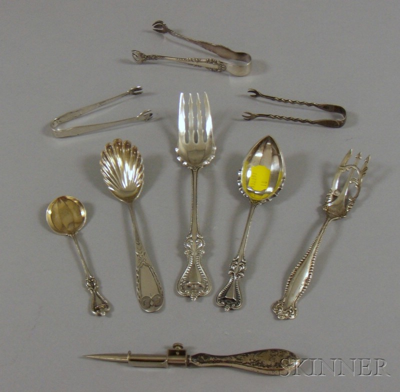 Appraisal: Eight Sterling and Silver Plated Flatware Items including small Gorham