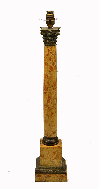 Appraisal: A YELLOW MARBLE AND BRASS MOUNTED CORINTHIAN COLUMN LAMP BASE