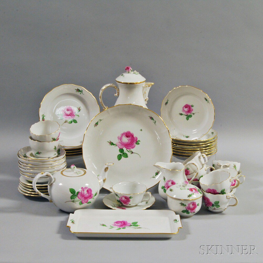 Appraisal: Meissen Red Rose Porcelain Tea and Coffee Service th century