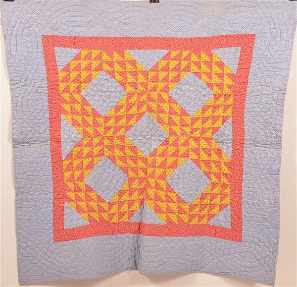 Appraisal: Antique Geometric Pattern Patchwork Crib Quilt Antique Geometric Pattern Patchwork