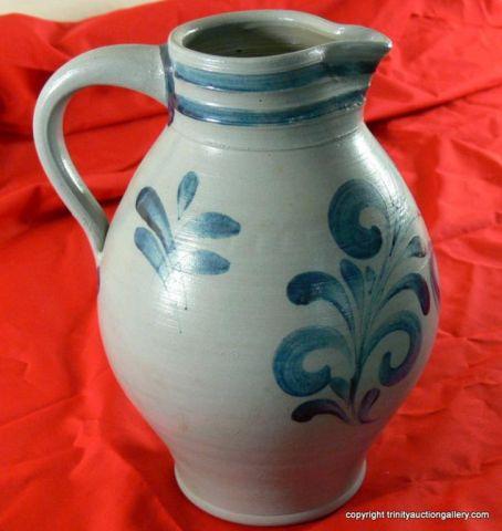 Appraisal: Large Blue Grey Stoneware Crock Pitcher - tall with an