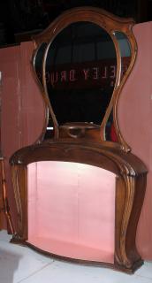 Appraisal: Art Nouveau fancy fruitwood mantle with over mirror x x