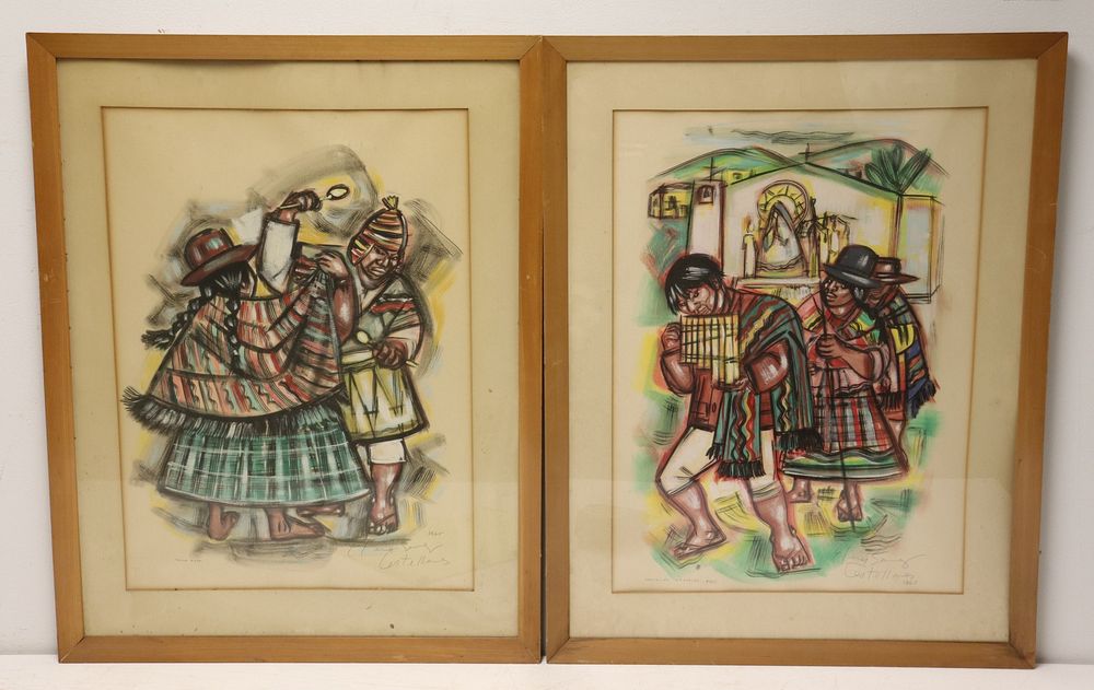 Appraisal: Illegibly Signed Watercolors By Peruvian Artist From a Westchester storage