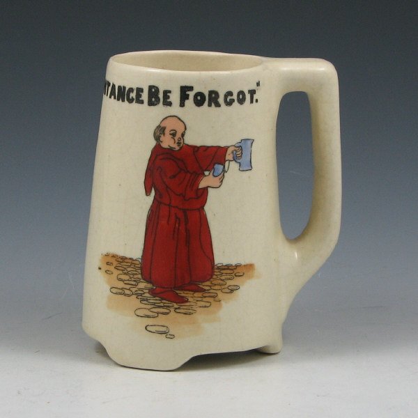 Appraisal: Roseville Decorated Creamware mug with monk and Should Auld Acquaintance