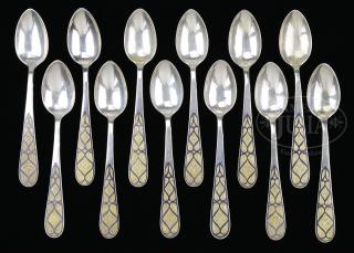 Appraisal: FINE SET OF TWELVE RUSSIAN NIELLO DECORATED SPOONS FINE SET