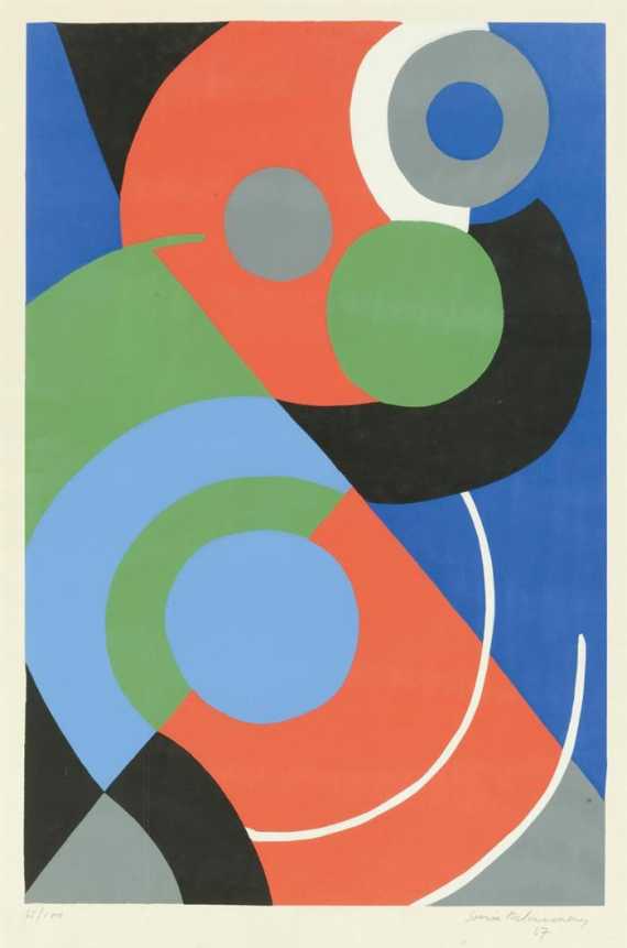 Appraisal: DELAUNAY SONIA - Paris Geometric composition Silkscreen print Signed Sonia