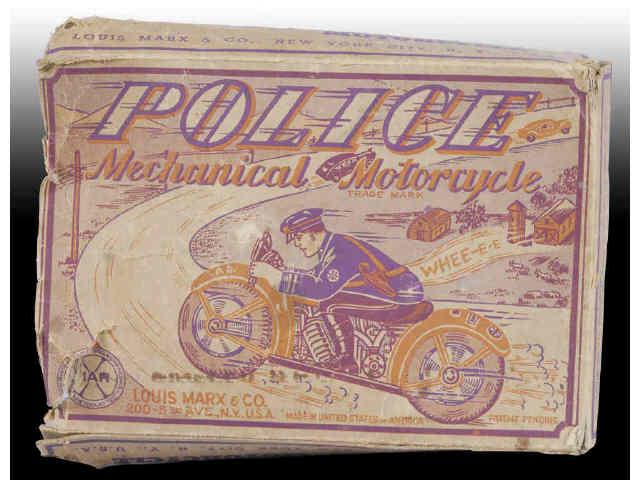 Appraisal: Lot of Marx Tin Vehicle Toys Description Police Motorcycle with