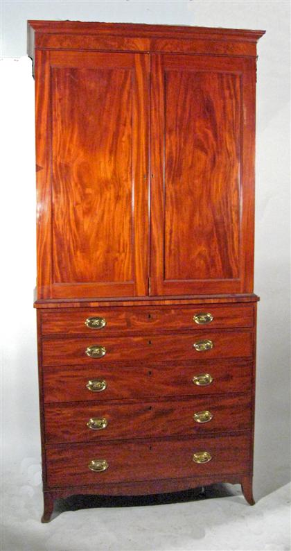 Appraisal: Federal figured mahogany linen press early th century The case