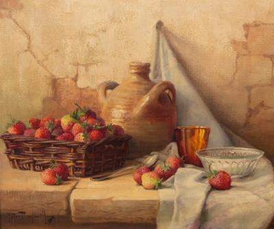 Appraisal: Robert Chailloux - Strawberries oil on canvas cm x cm