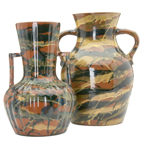 Appraisal: PETERS AND REED Two large Shadow Ware vases one with