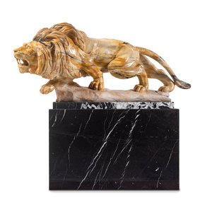 Appraisal: A Marble Sculpture of a Lion th Century raised on