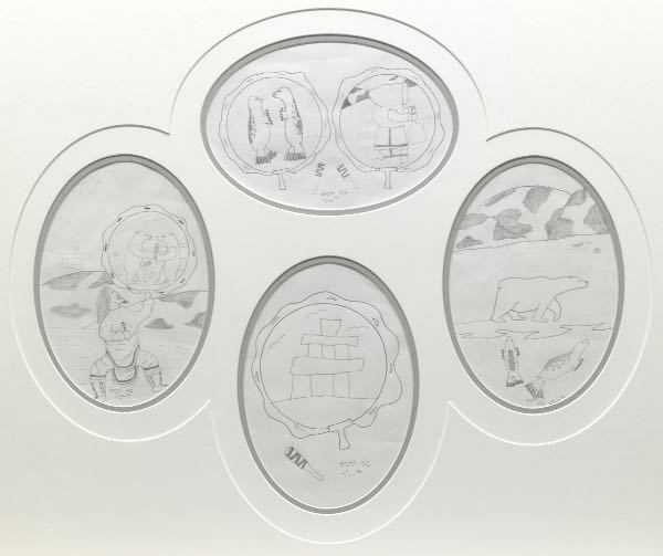 Appraisal: INUIT DRAWINGS x drawings Graphite oval shaped Inuit drawings each