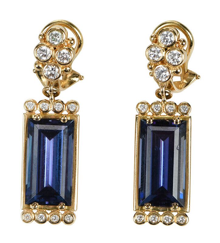 Appraisal: Temple St Clair kt Gemstone Earrings each with one rectangle