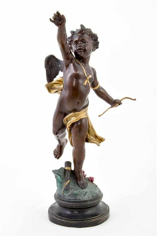 Appraisal: Bronze figure of putto with gilt accents and extended arms