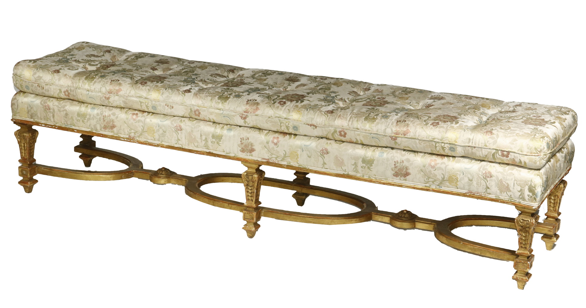 Appraisal: LOUIS XV STYLE GILT FRAME BALLROOM BENCH Low Gilt Framed