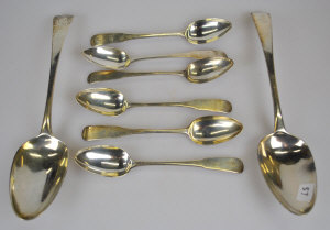 Appraisal: A set of six George III Scottish silver fiddle pattern