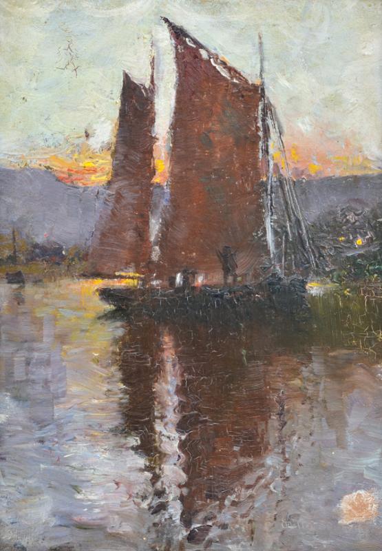 Appraisal: WALTER WITHERS - Boat at Dawn oil on panel WALTER