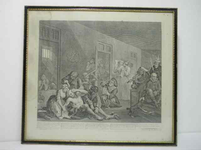 Appraisal: William Hogarth th century engraving titled ''The Madhouse'' Depicts a