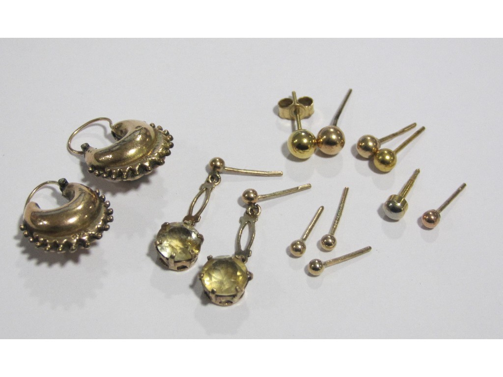 Appraisal: Lot of ct gold earrings to include Victorian turquoise set