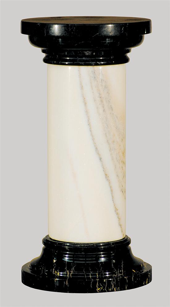 Appraisal: Black and white marble pedestal th century circular form with