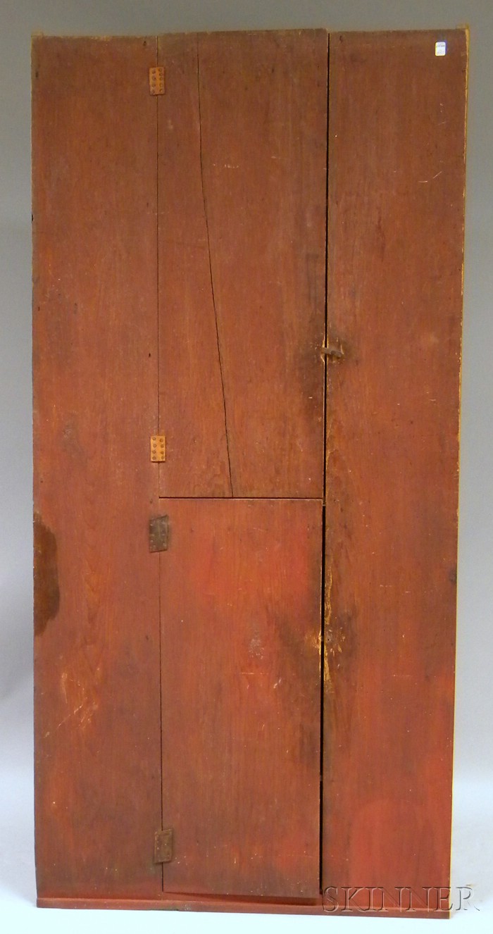 Appraisal: Country Red-painted Pine Two-door Jelly Cupboard the interior with five