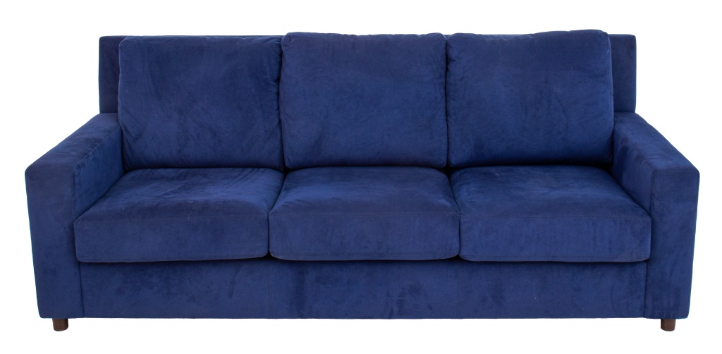 Appraisal: AMERICAN LEATHER MODERN BLUE SUEDE COUCH SOFA Modern blue suede