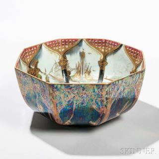 Appraisal: Wedgwood Fairyland Lustre Leapfrogging Elves Octagonal Bowl England c pattern