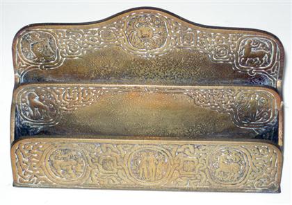 Appraisal: Bronze zodiac pattern letter holder tiffany studios new york Of