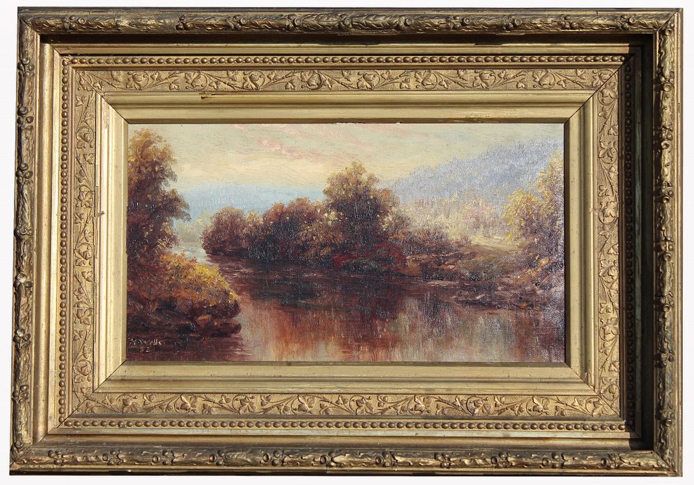 Appraisal: Antique Hudson River School Painting Signed Antique Hudson River School