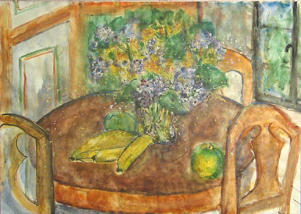 Appraisal: Pauline Polk American - Fruit and flower still life Vase