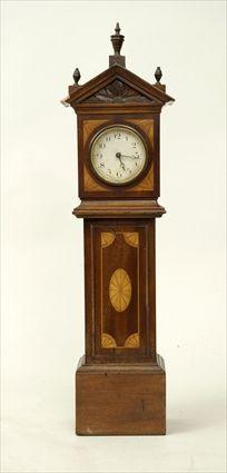 Appraisal: George III-Style Inlaid Mahogany Miniature Long-Case Clock x x in