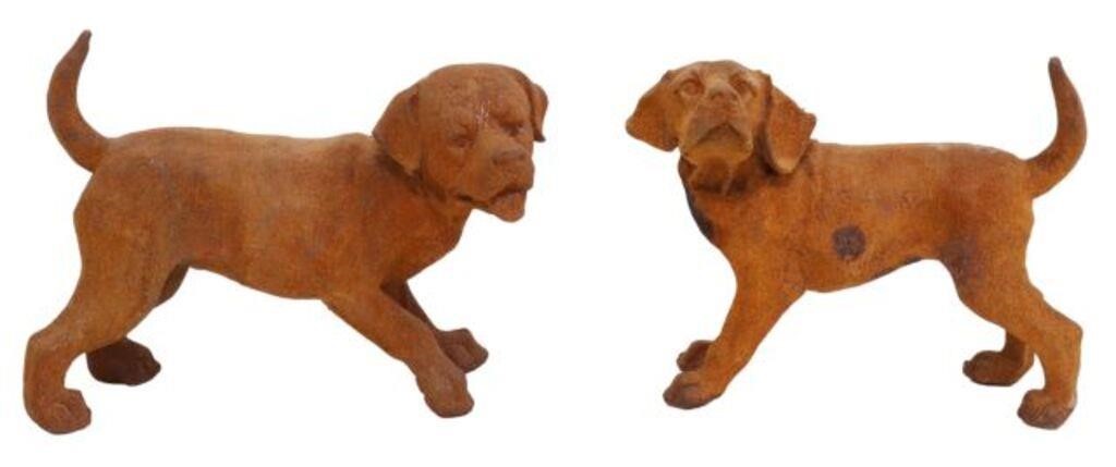 Appraisal: pair Small cast iron garden figures Dogs late th c