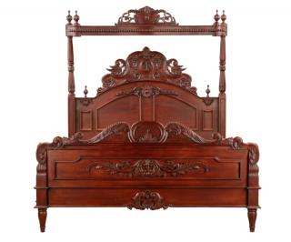 Appraisal: Mahogany Rococo Revival Style Tester Bed A reproduction Rococo Revival