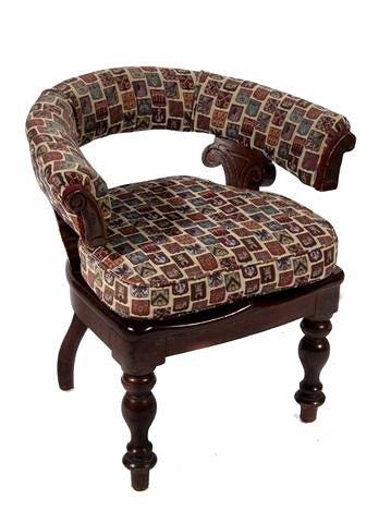 Appraisal: A Victorian mahogany GWR Station Masters chair the upholstered horseshoe