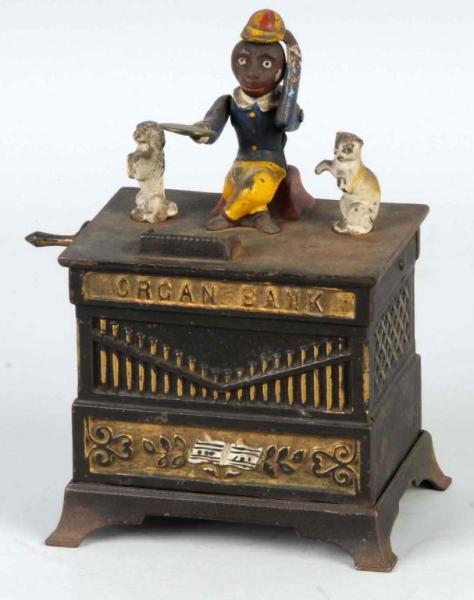 Appraisal: Cast Iron Organ Mechanical Bank Description Manufactured by Kyser Rex