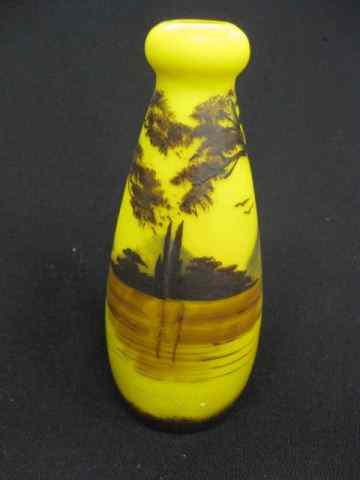 Appraisal: French Enameled Art Glass Vase cameo style by A Ducobu