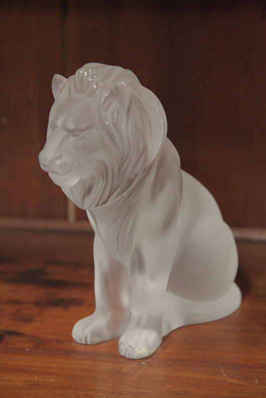 Appraisal: LALIQUE LION Frosted glass seated lion Signed '' h Some