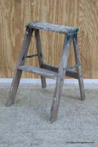 Appraisal: Vintage Wooden ' Step LadderUsed by retired painter - wall