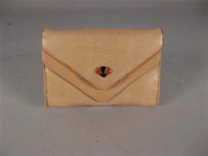 Appraisal: Petite beige lizard skin purse Judith Leiber Petite double envelope