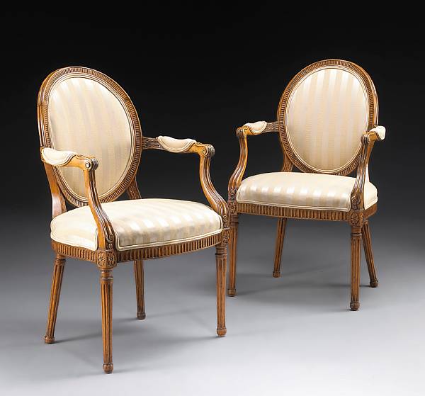 Appraisal: A pair of George III beechwood armchairs last quarter th