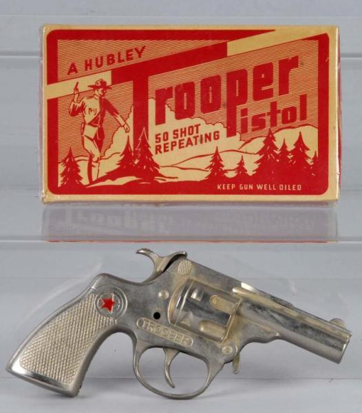 Appraisal: Hubley Trooper Cap Gun Description Includes box Toy Near Mint