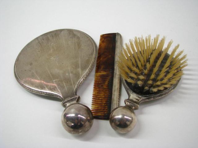 Appraisal: Sterling Silver Dresser Set including matching hair brush and hand