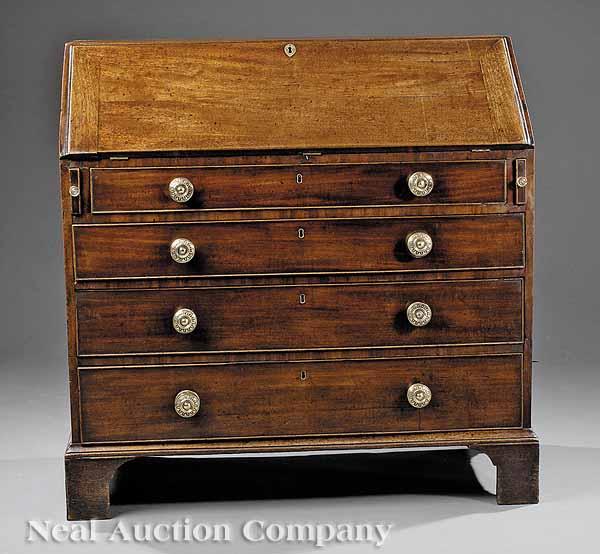 Appraisal: A George III Mahogany Bureau late th c slant-front lid