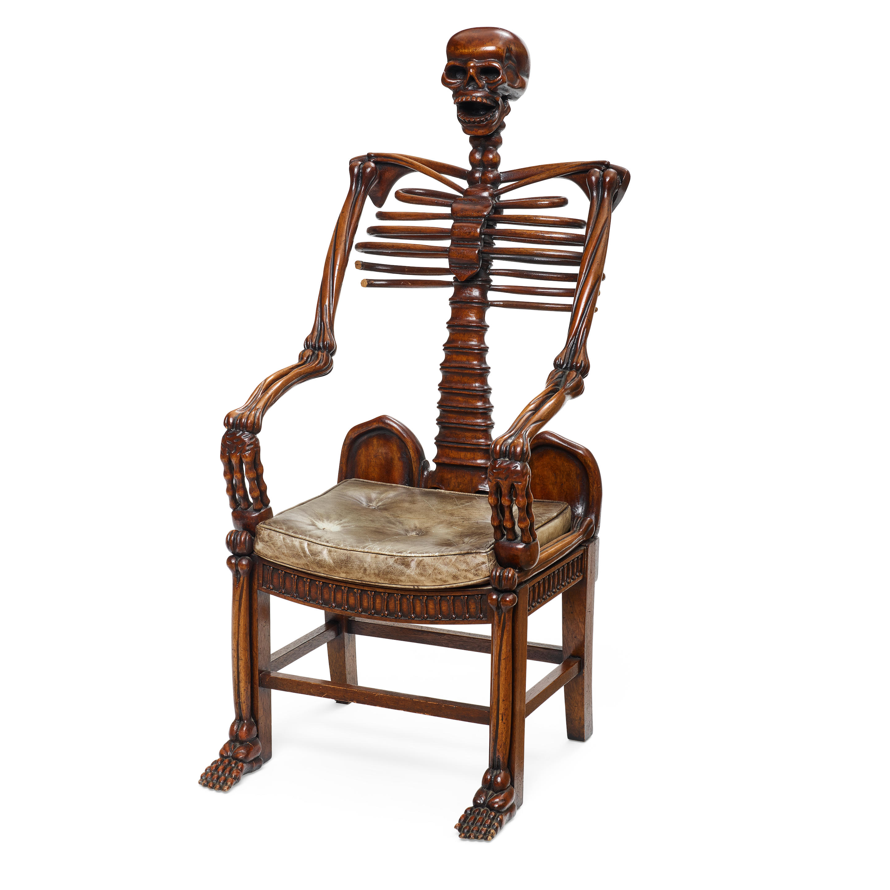 Appraisal: A STAINED PINE SKELETON CHAIRPROBABLY RUSSIAN Probably Russian With a