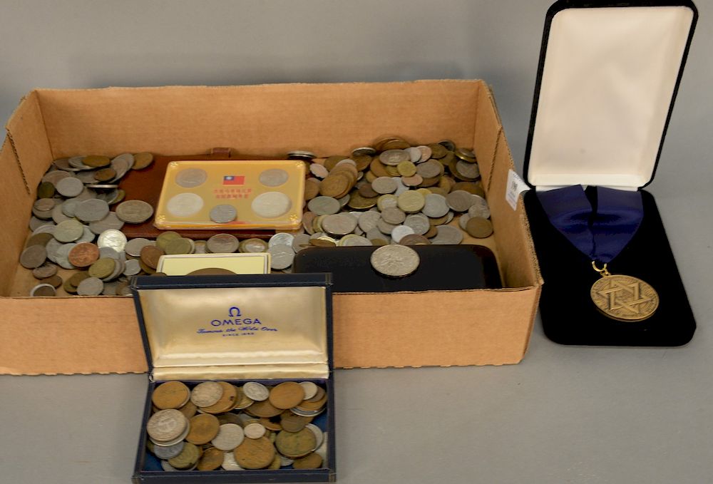 Appraisal: Group of foreign coins to include Mexican Olympic coins Provenance